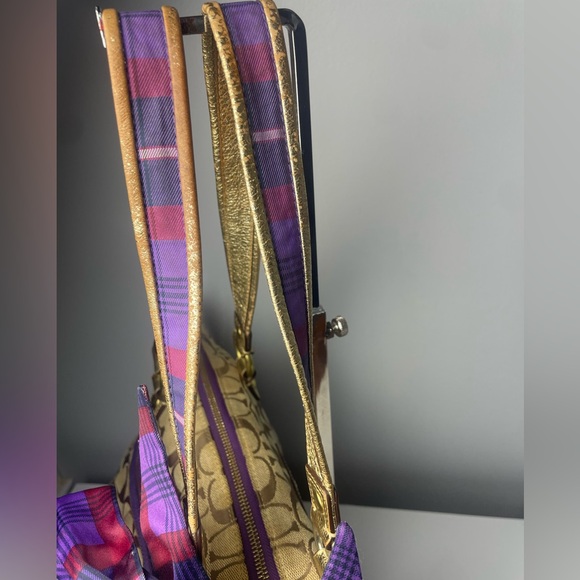 Rare Coach Poppy Signature Applique Tartan Glam Tote - Picture 7 of 16